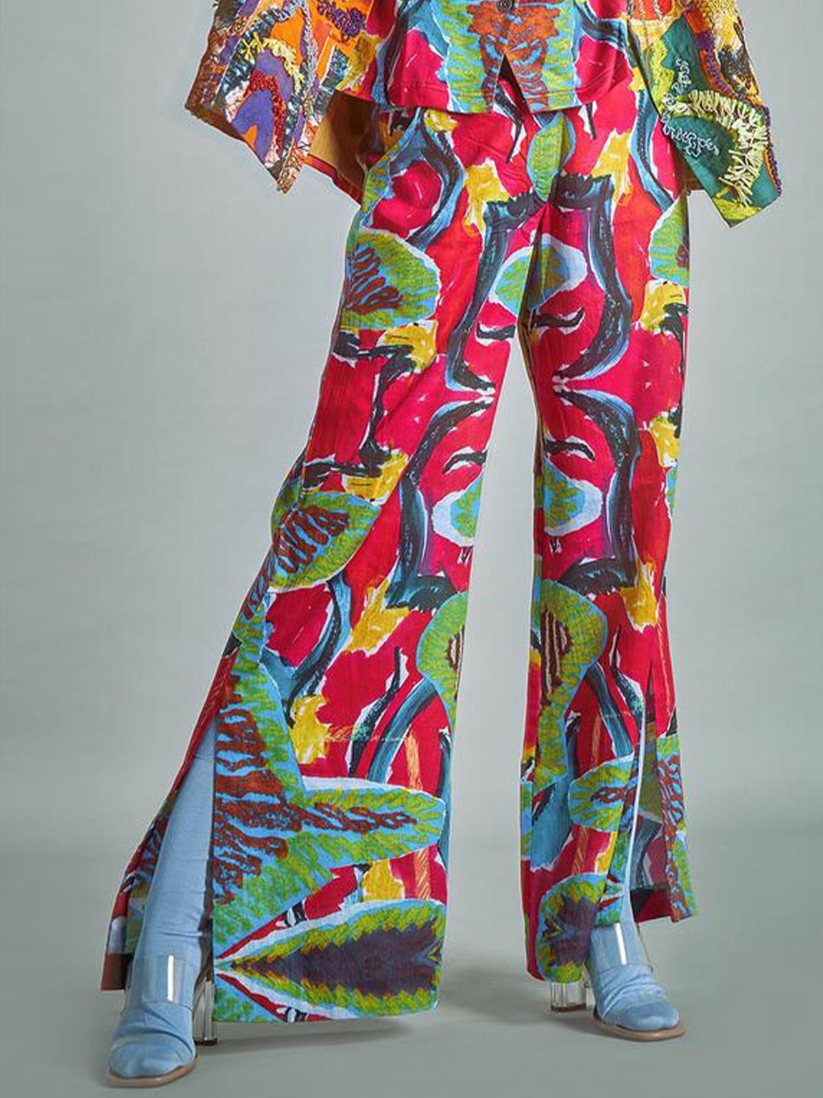 Hawthorne Side Slit Pants - Multi Color