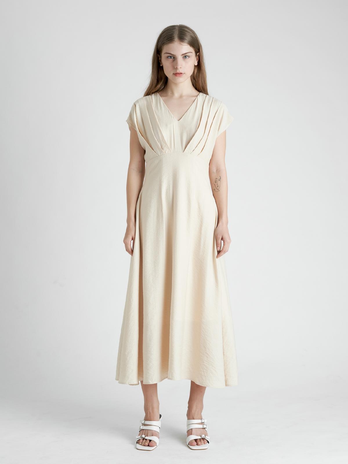 Amelie Dress - Cream/Brown