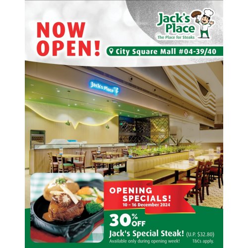 Opening Specials 30% Off Jack's Special Steak