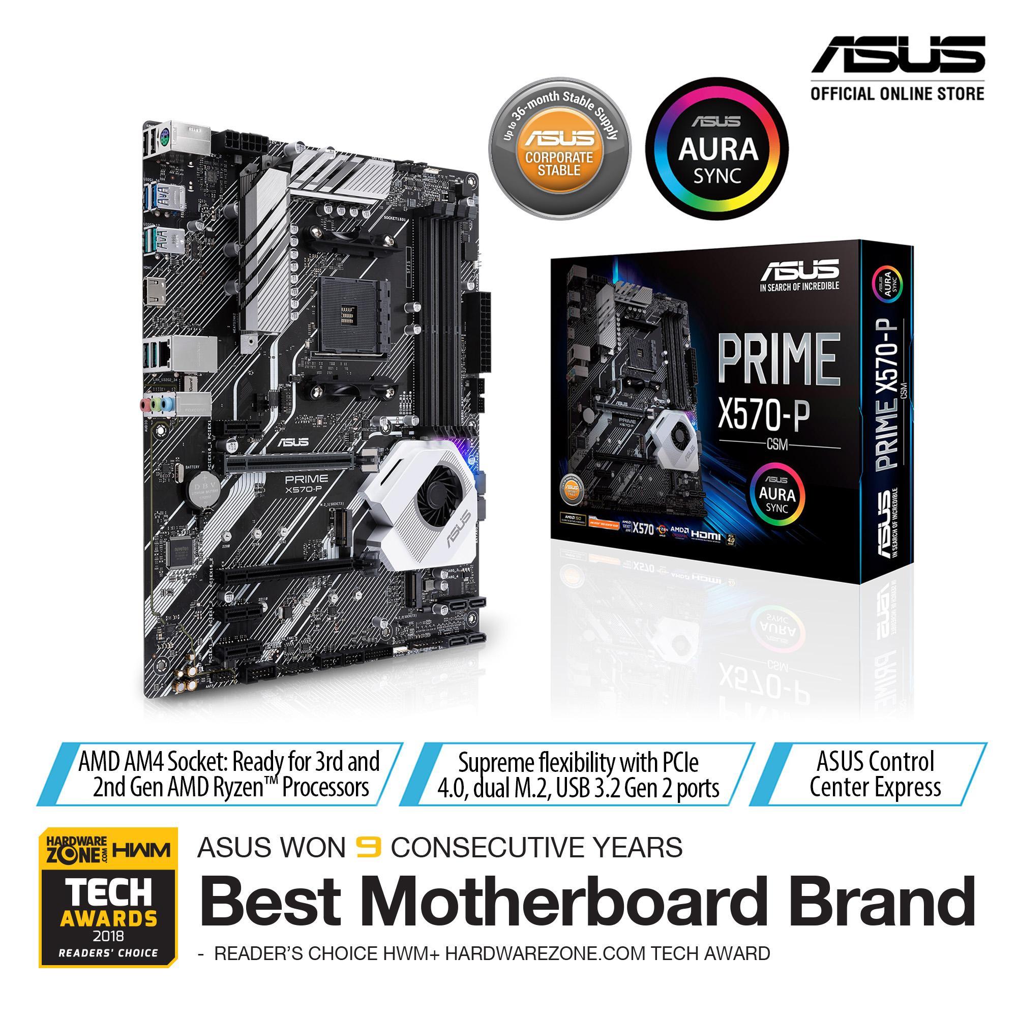 ASUS PRIME X570-P/CSM AMD AM4 ATX motherboard with PCIe 4.0, 12 DrMOS power stages, dual M.2, HDMI, SATA 6Gb/s, USB 3.2 Gen 2 and Aura Sync RGB
