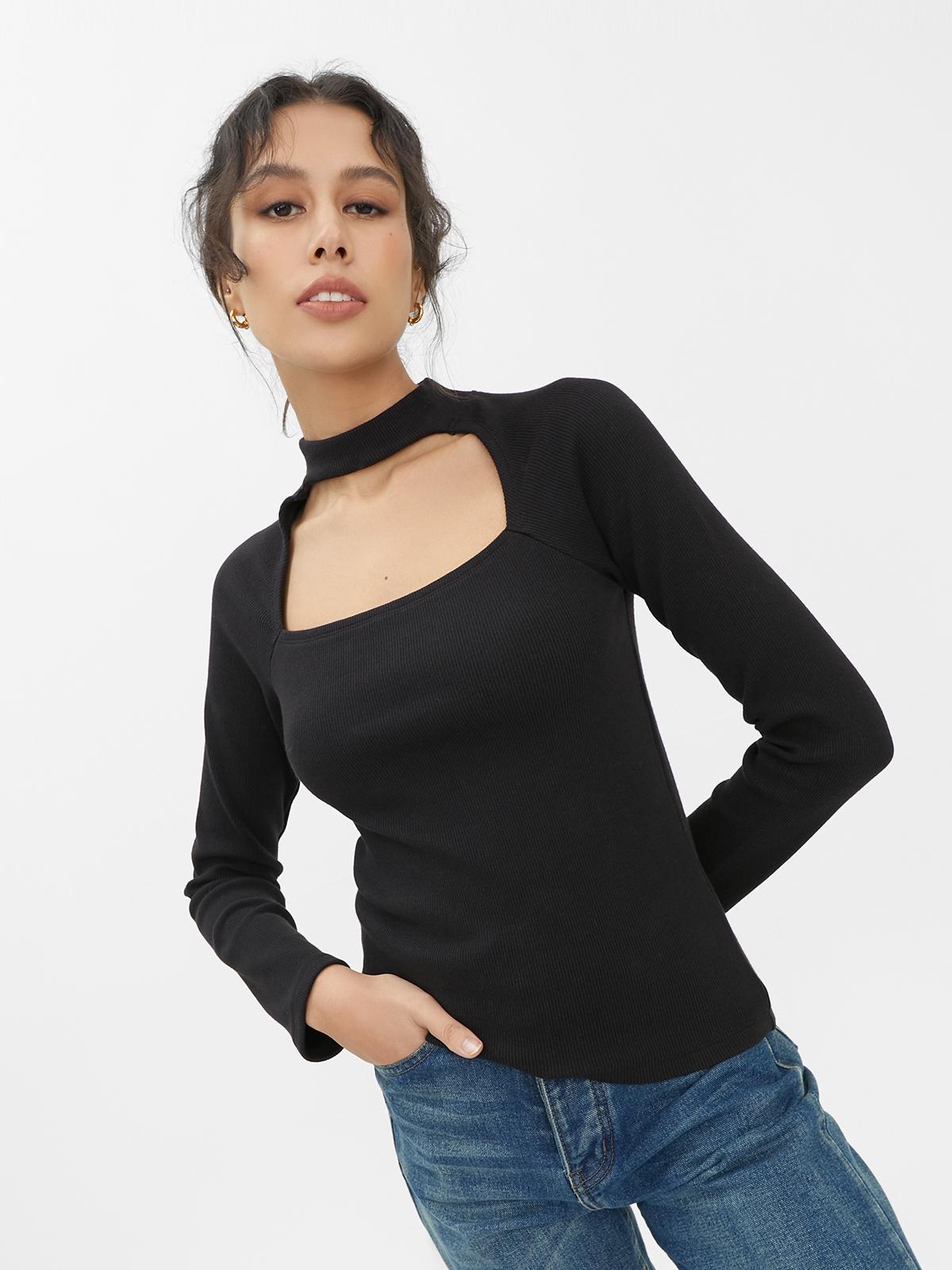 Sustainable Cut Out Halter Neck Top - Black