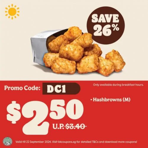 Grab our famous crispy Hashbrowns for only $2.50