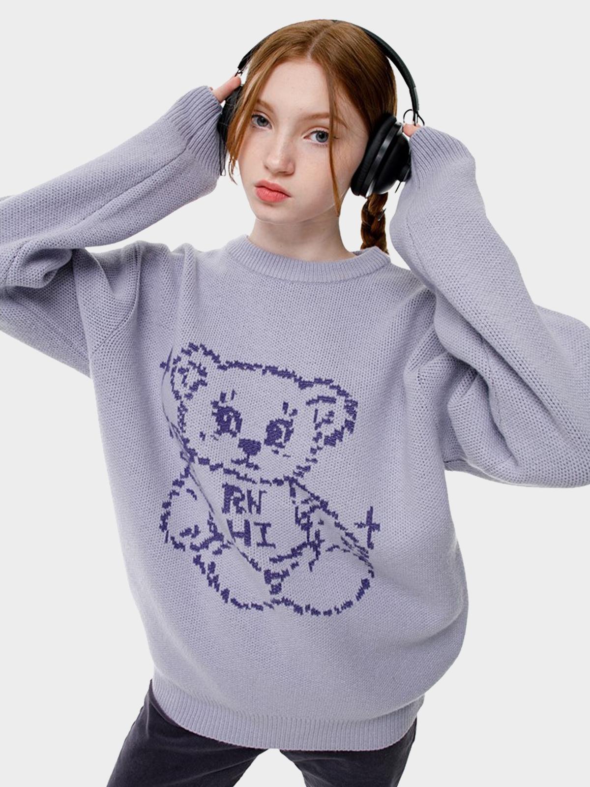 Running High x Teddy Bear Wool Knit Pullover - Purple