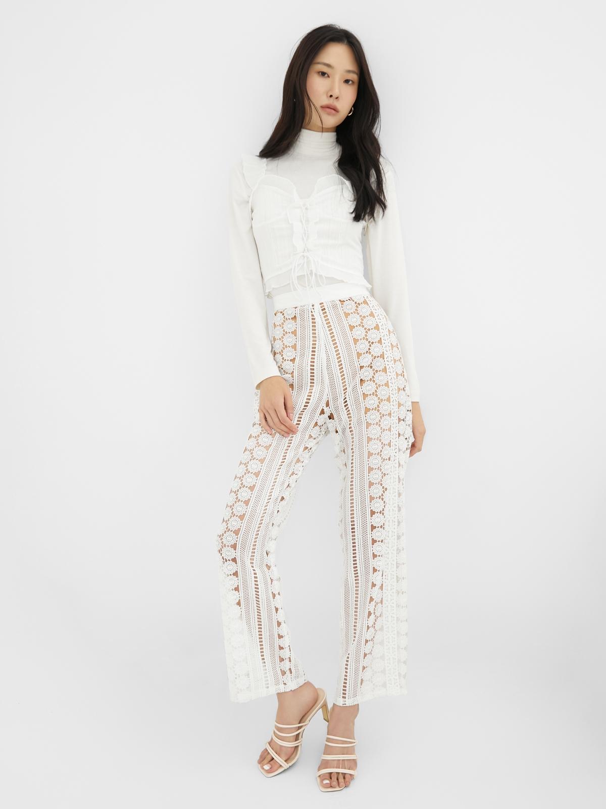Janesuda x Pomelo Lace High Waist Pants - White