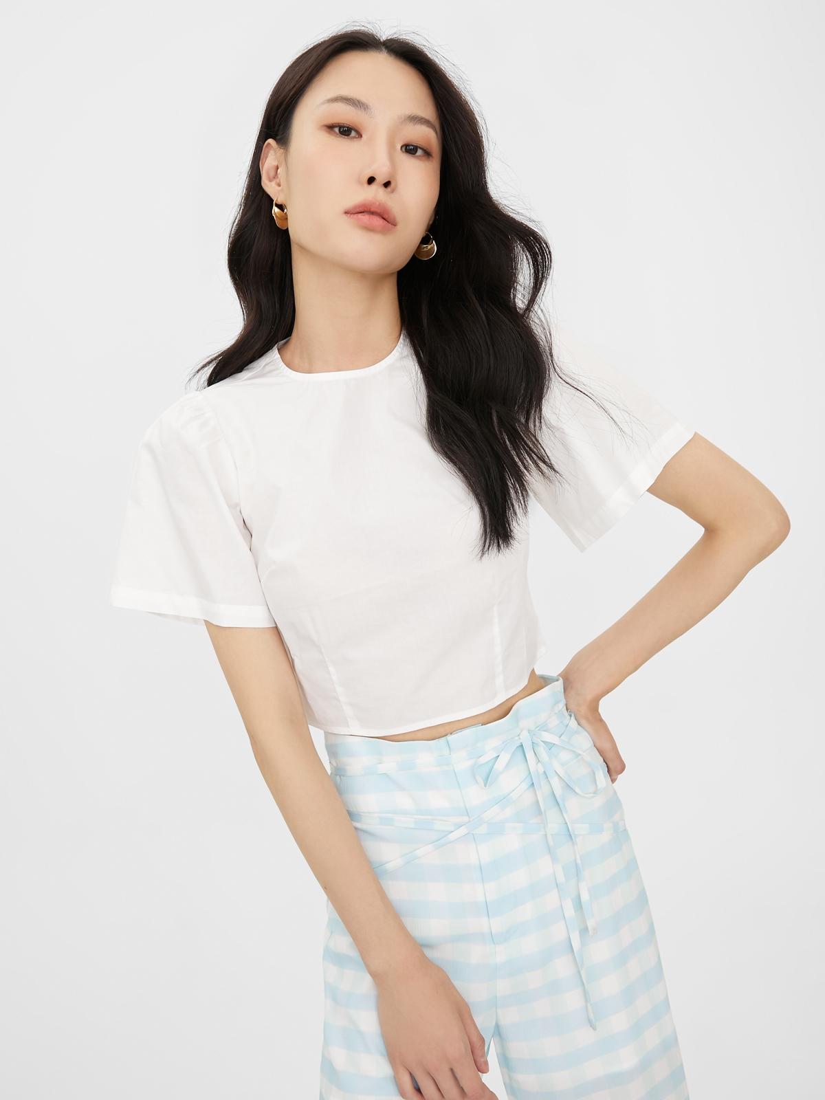 Loose Sleeve Crop Top - Off-White