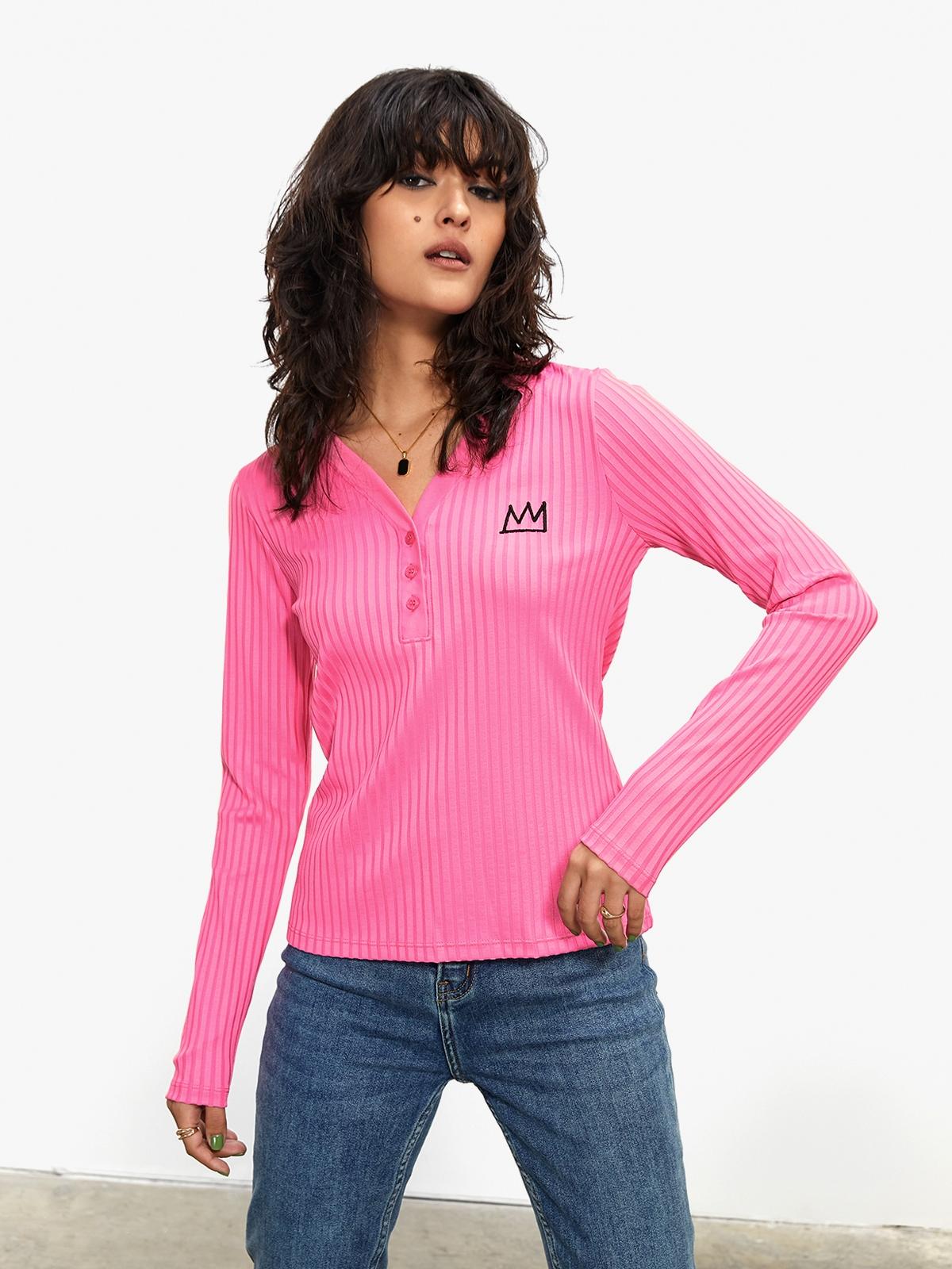 Jean-Michel Basquiat Long Sleeved Crown Top - Fuchsia