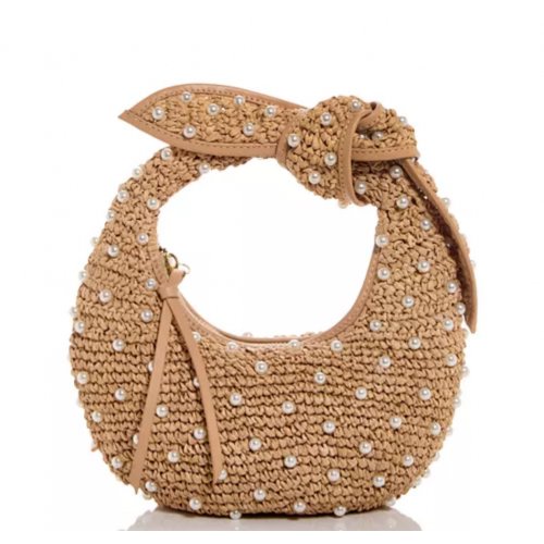 POOLSIDE Josie Embellished Raffia Knot Bag