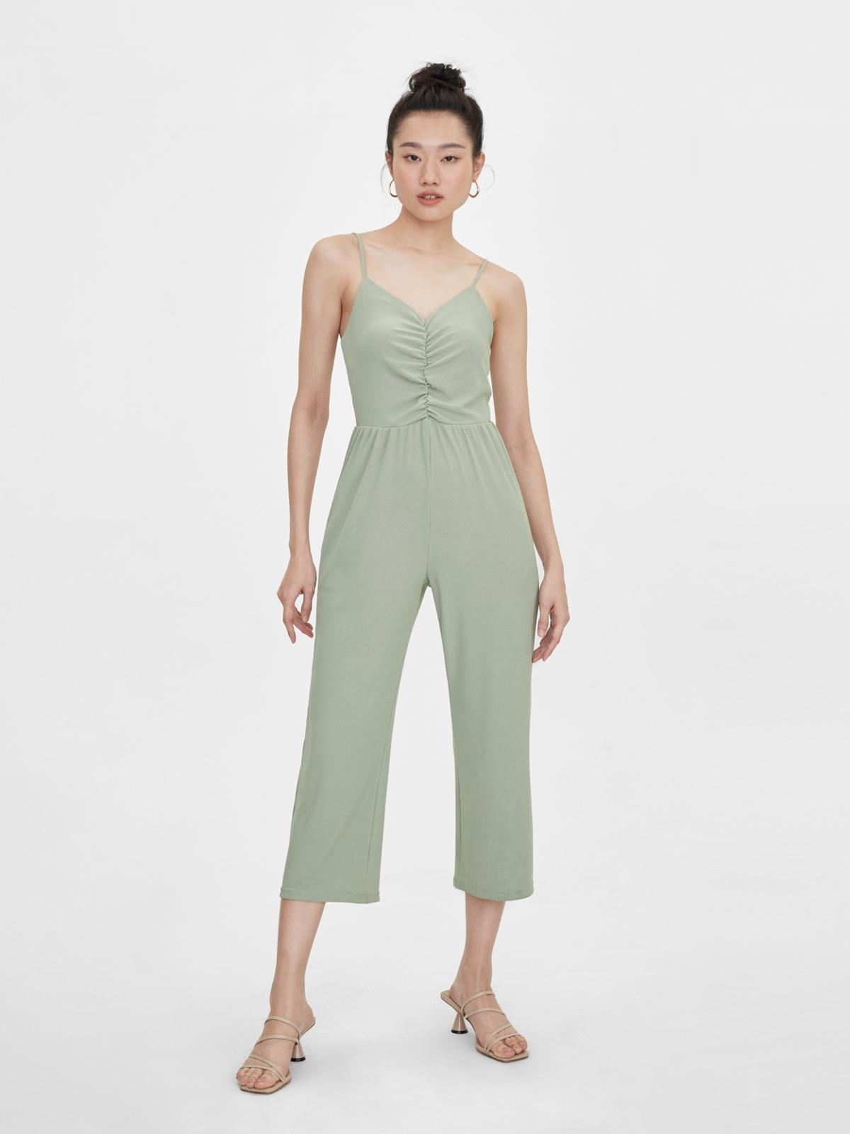 Rib Ruched Jumpsuit - Mint