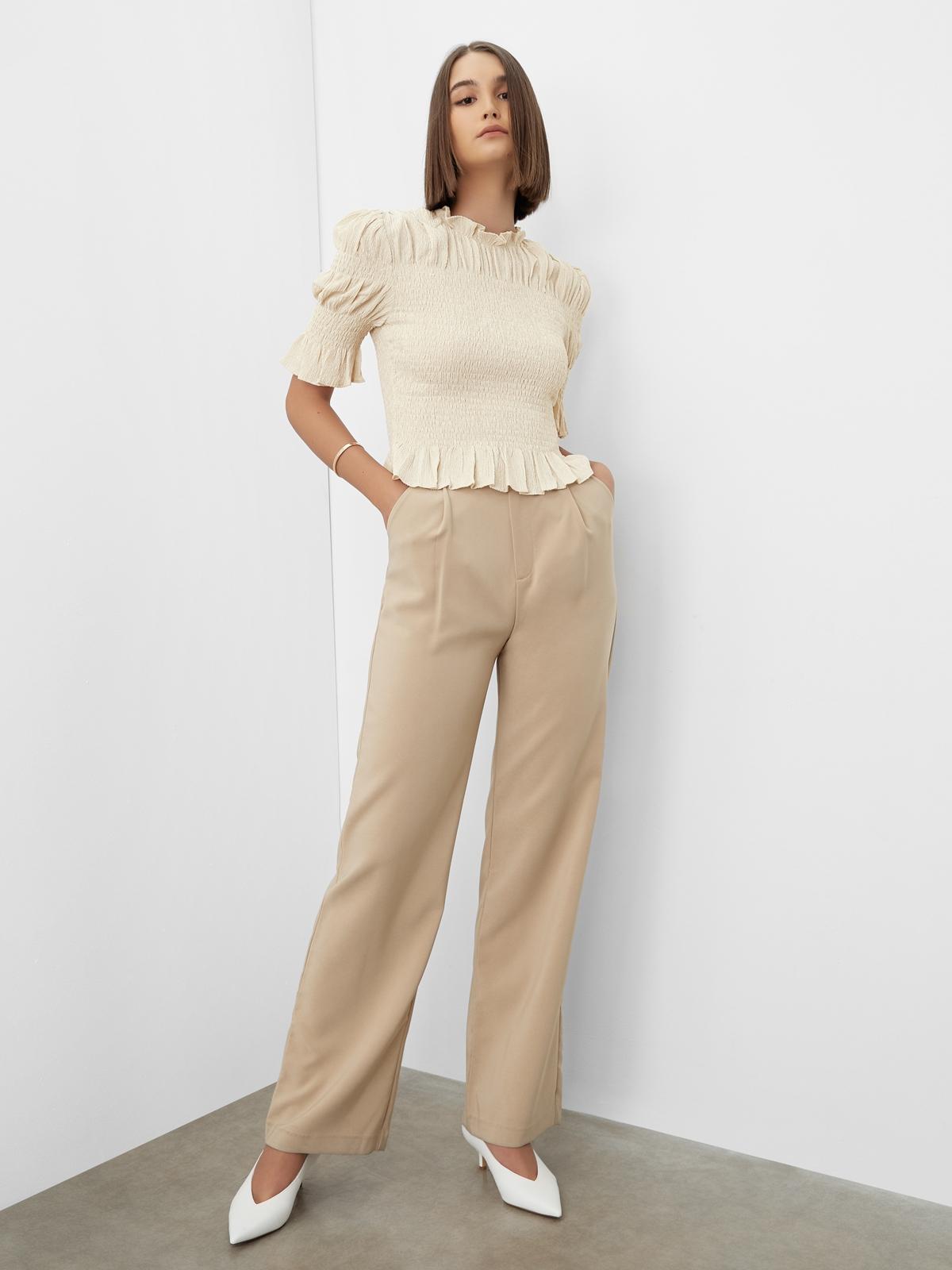 Smock Pleat Fitted Blouse - Cream
