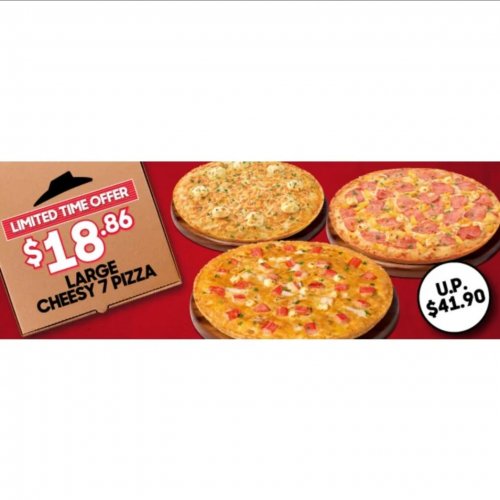 55% OFF 1 Large Cheesy 7 Pizza