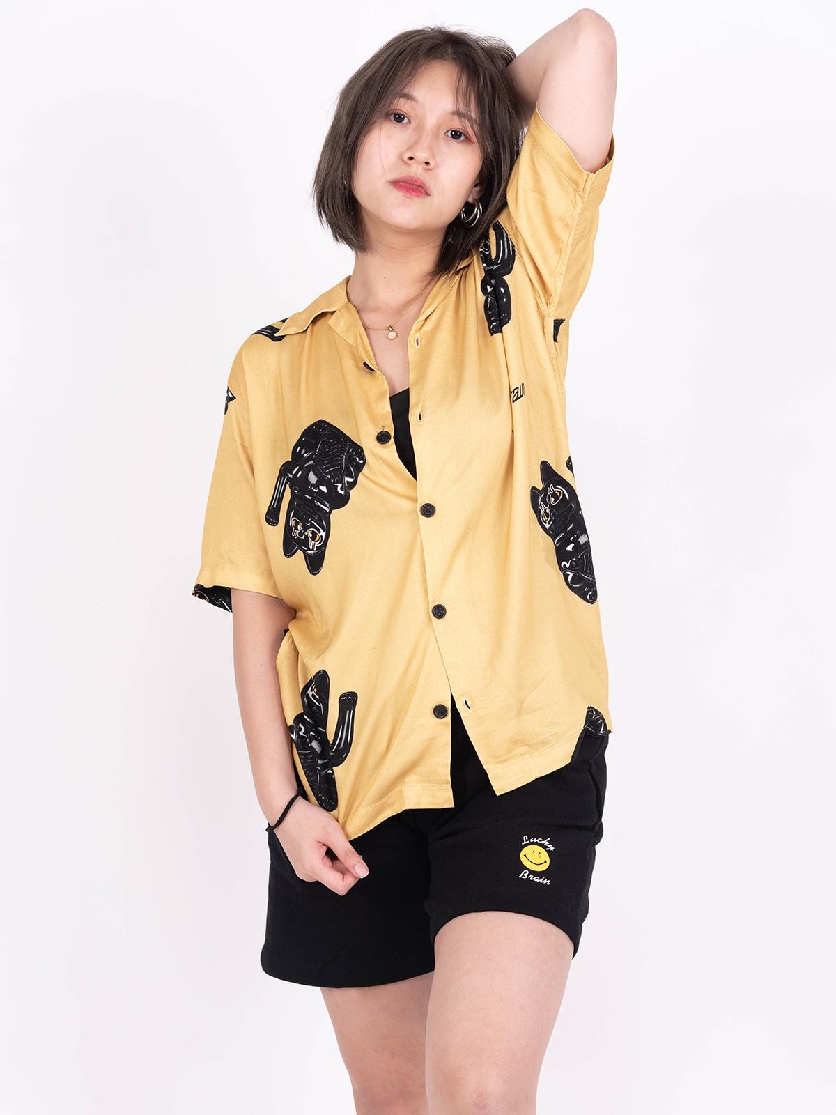 Bless Graphic Print Shirt - Yellow