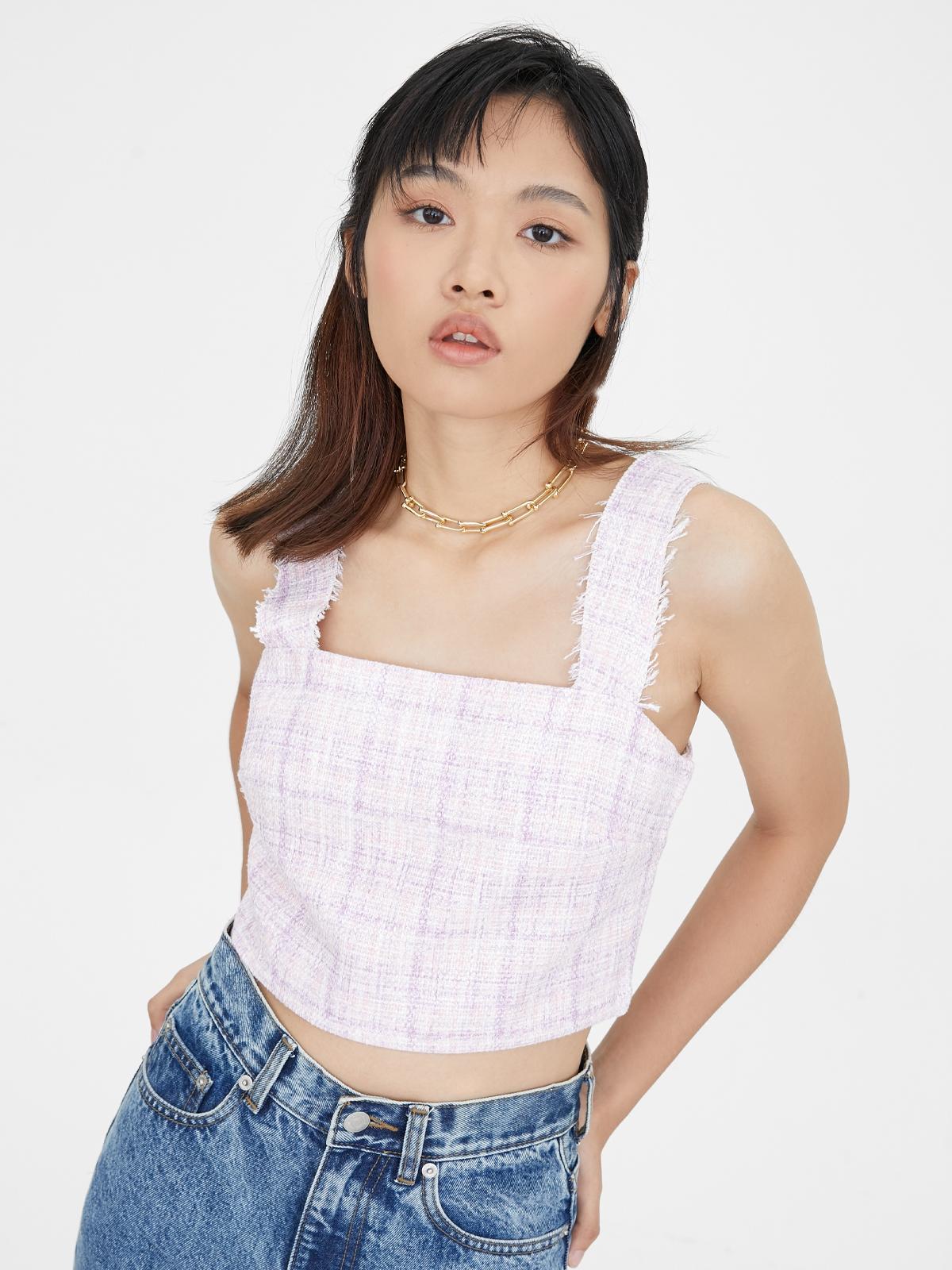Tweed Crop Top - Lilac