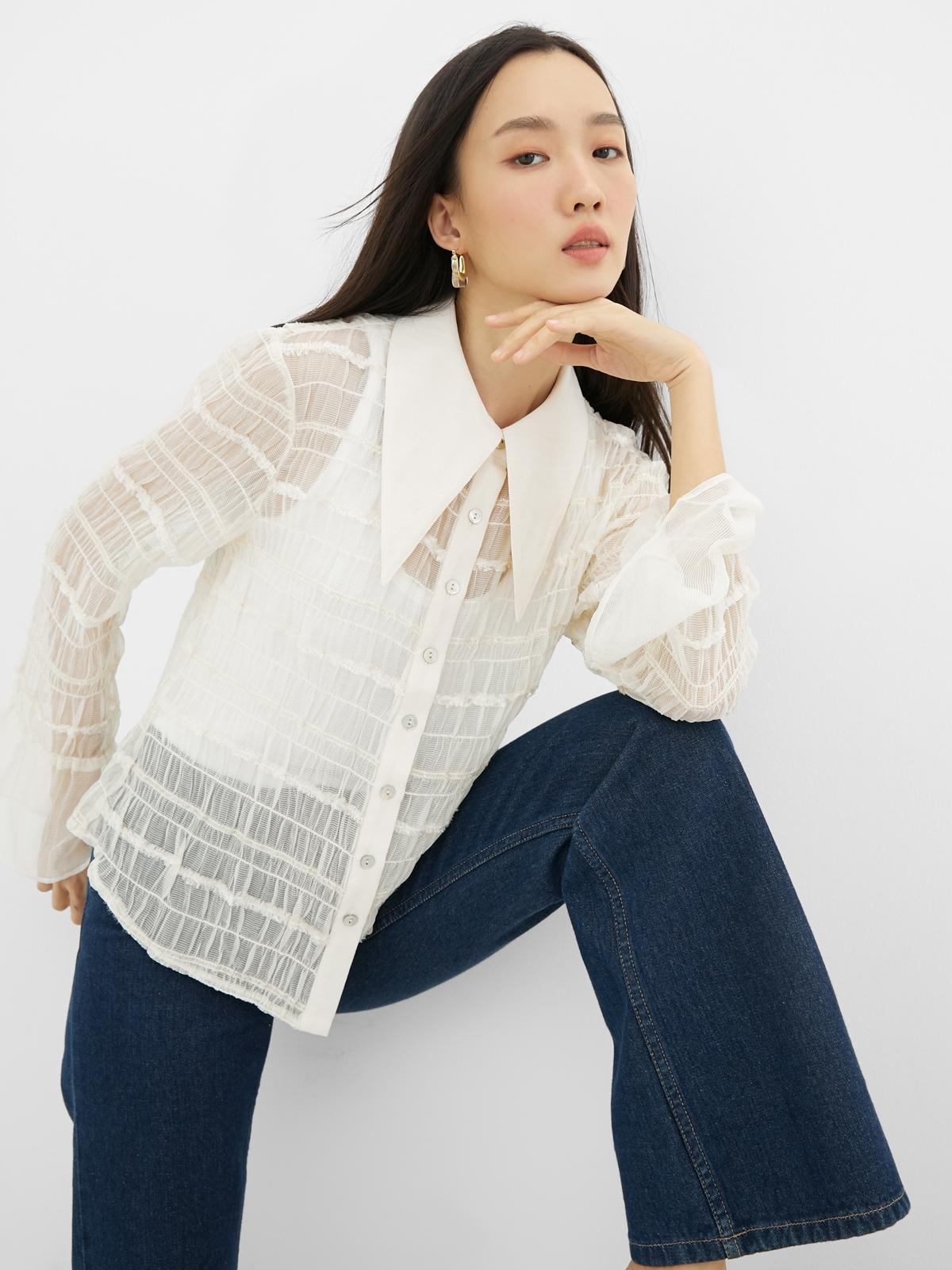 Janesuda x Pomelo Tiered Long Sleeve Top - Beige