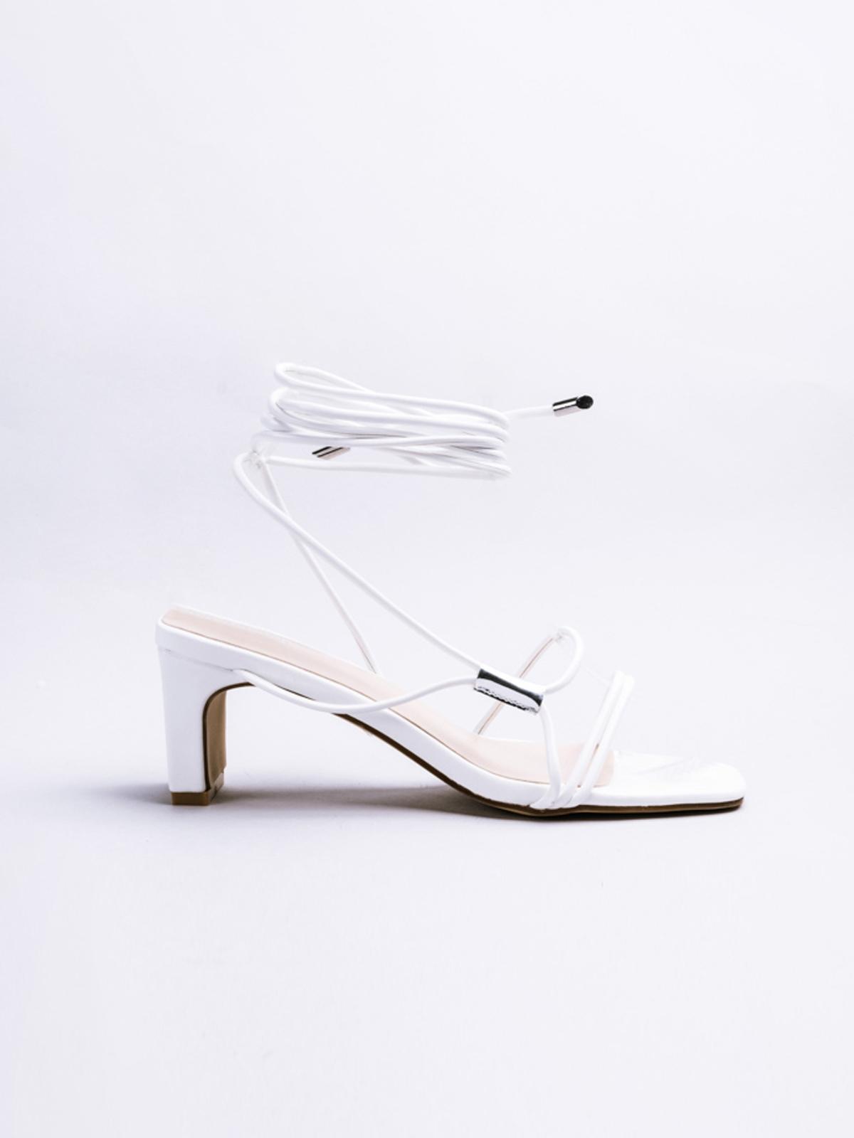 Lace Up Strappy Sandal - White