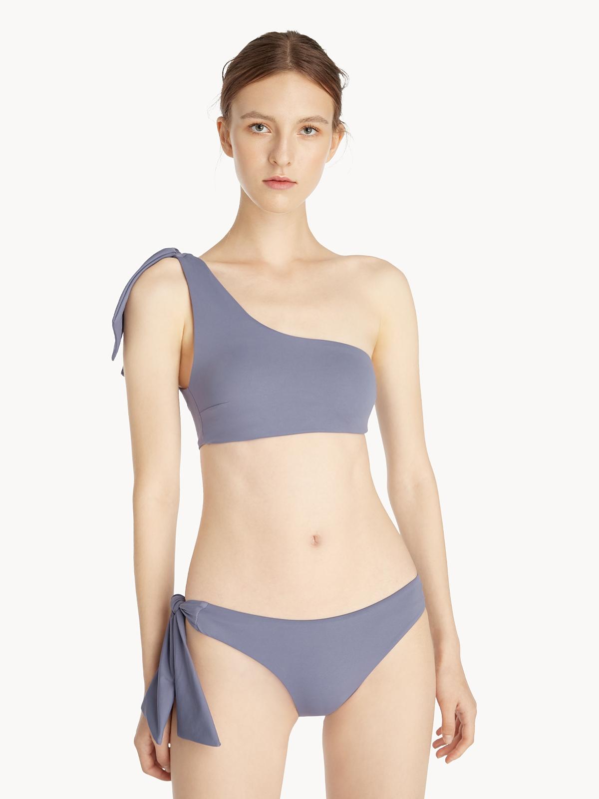 Side Tie Low Waist Bikini Bottom - Dark Grey