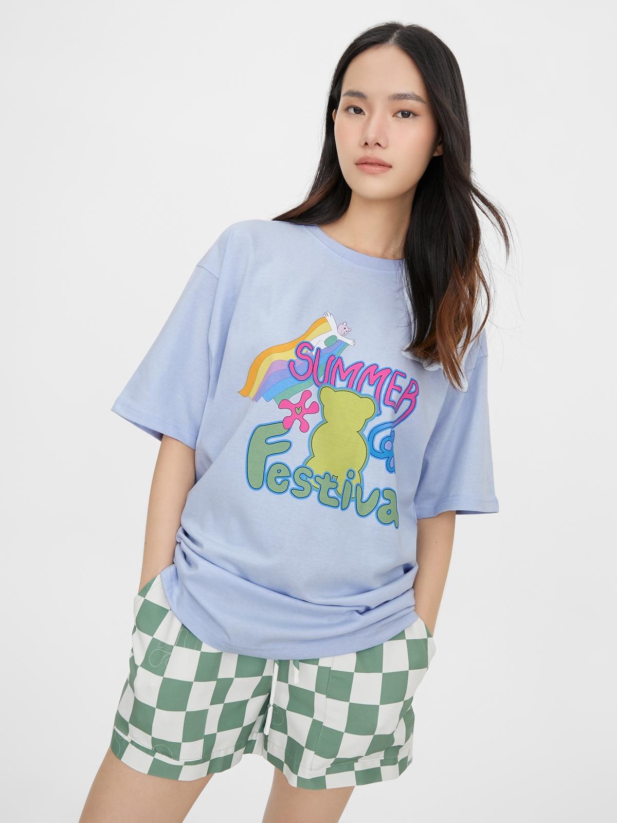 Youthbath x Festival Bear Short Sleeve Tee - Light Blue