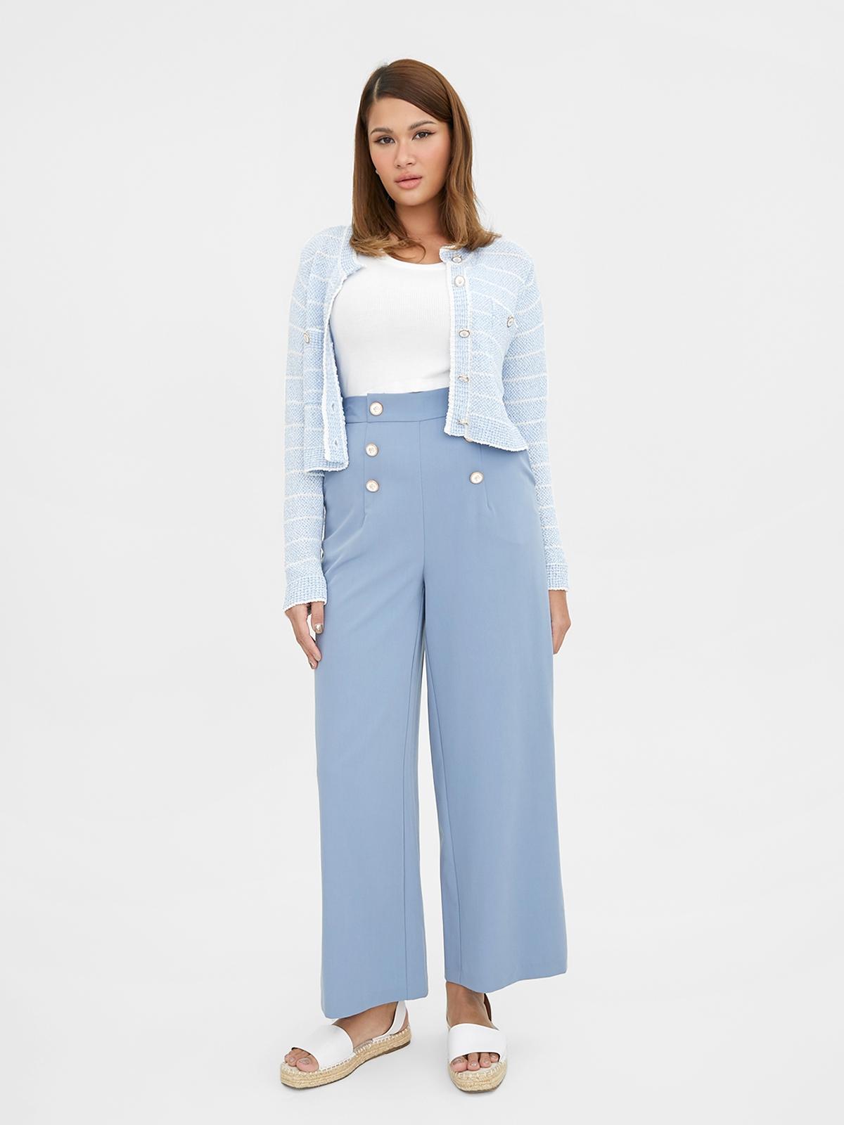 Barbie™ x Pomelo Logo Button Pants - Blue