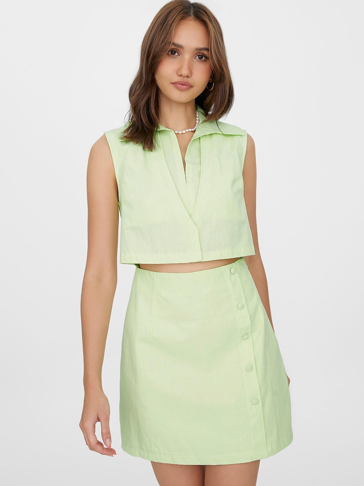 Cut Out Vest Dress - Moss Green