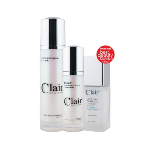 Clair® Skin Solutions PDRN+ REGENERATIVE SERUM CONCENTRATE 30ML & ULTRA-LIGHT SUNBLOCK SPF50+ 30ML GET GENTLE EXFOLIATING CLEANSER 120ML