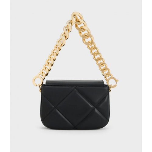  Mini Danika Chunky Chain Padded Bag - Black 