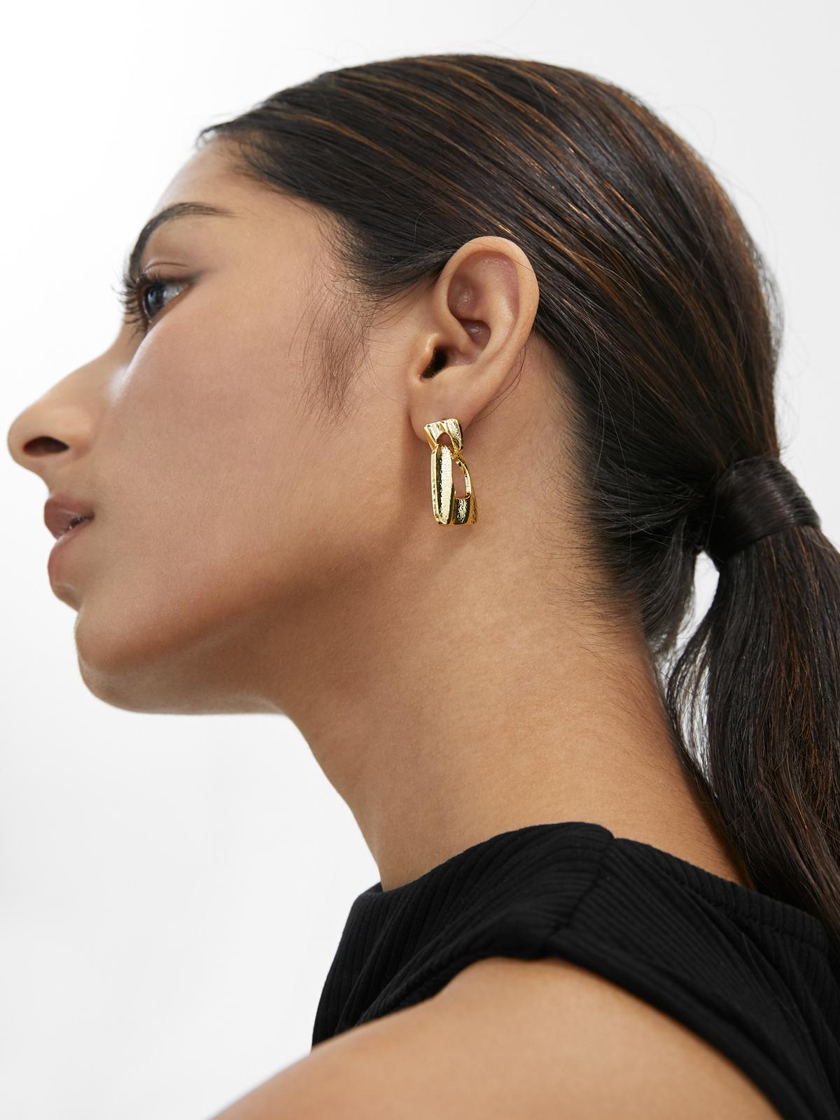 Abstract Mini Drop Earrings - Gold