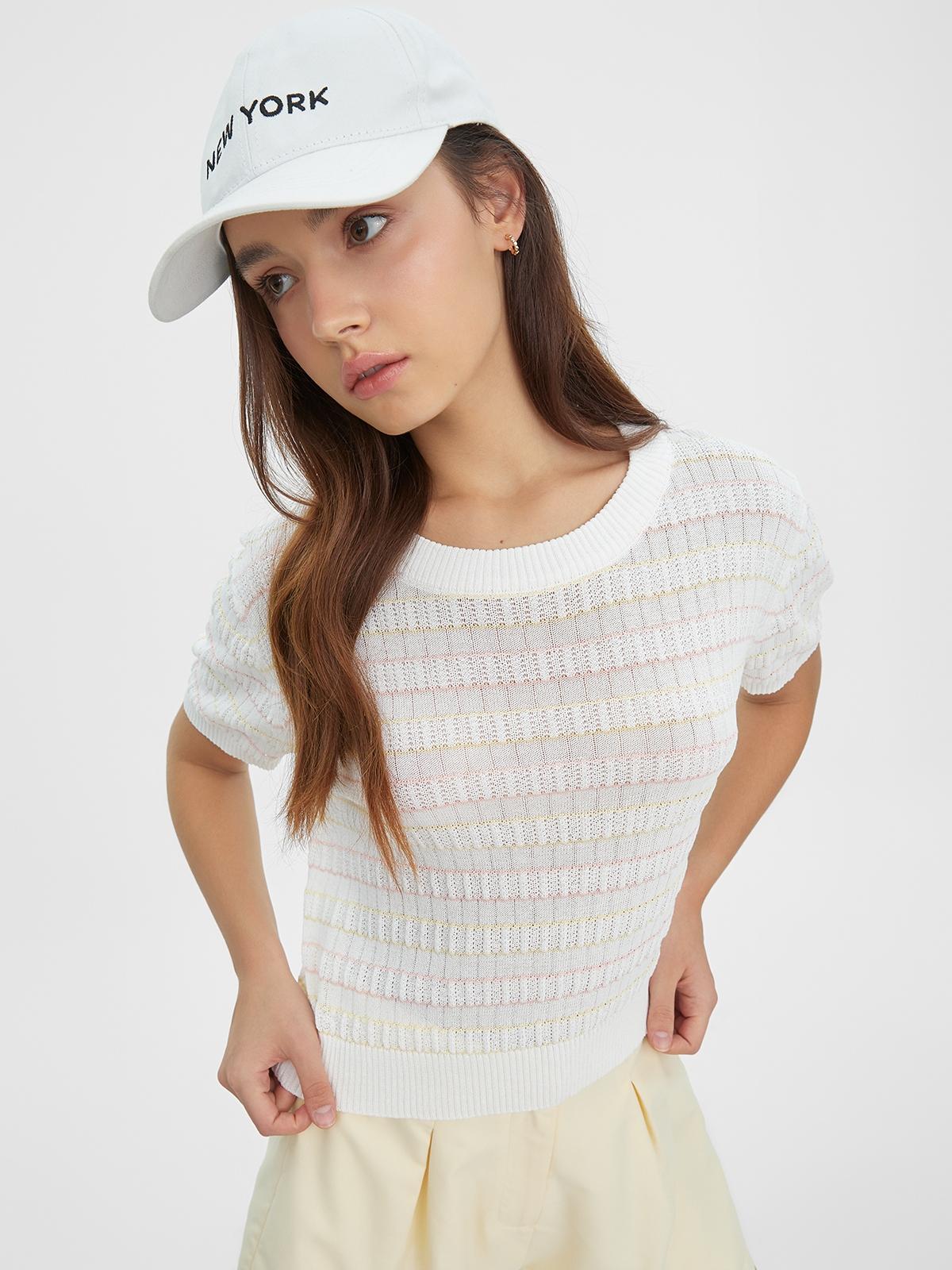 Semi Sheer Short Sleeve Top - White