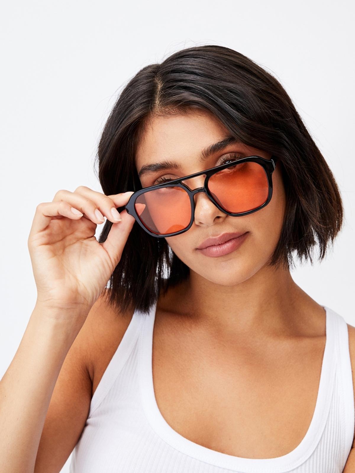 Jaz Oversized Aviator Sunglasses - Black