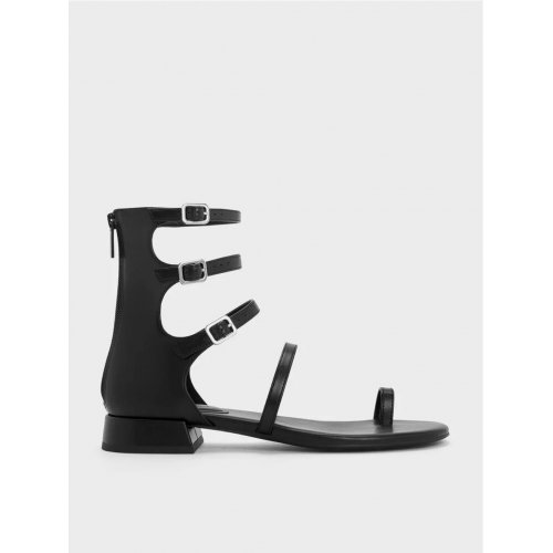  Lyric Gladiator Toe-Ring Sandals - Black 
