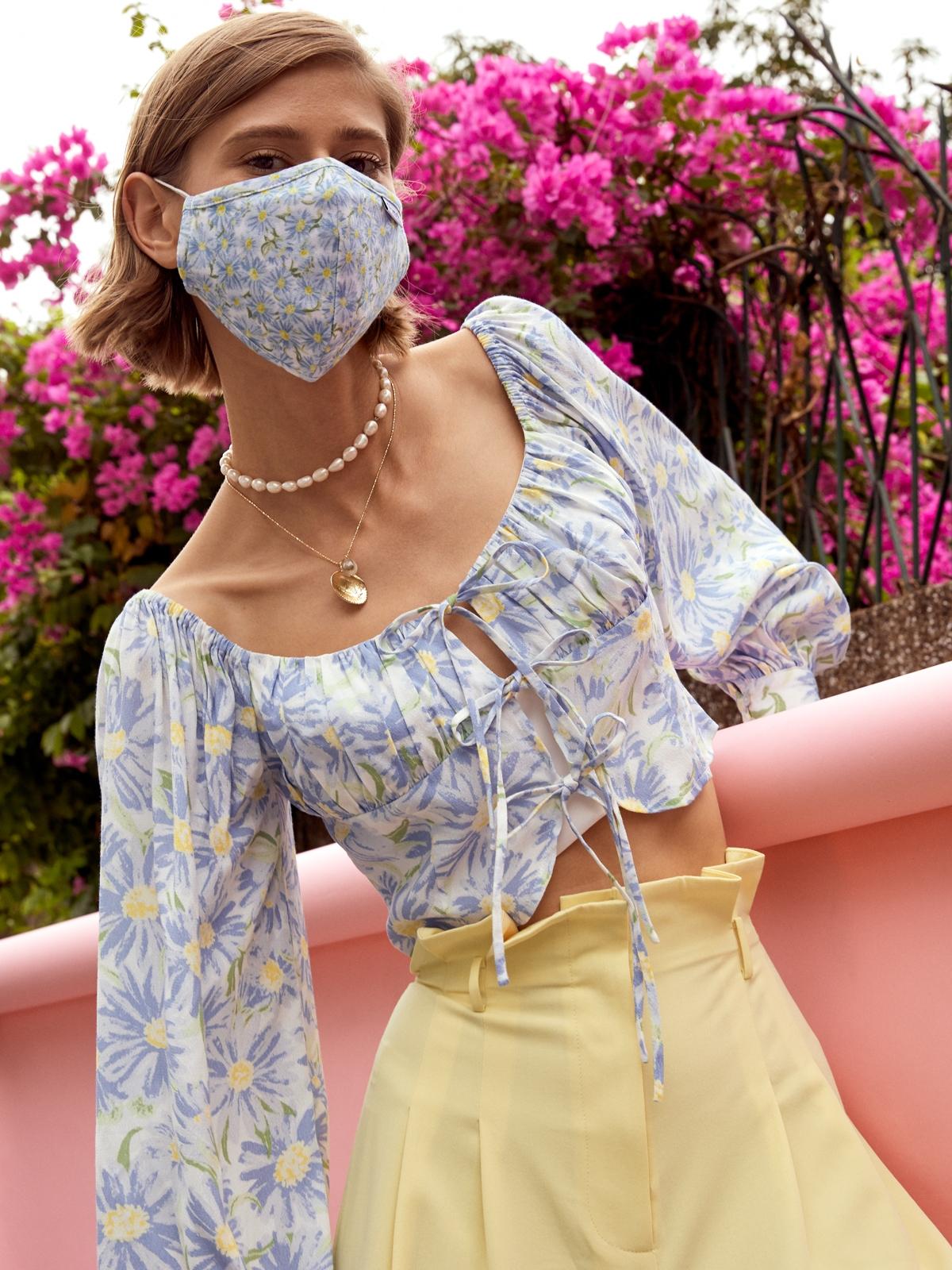 Reusable 2 Pieces Floral Face Mask Set - Multi Color