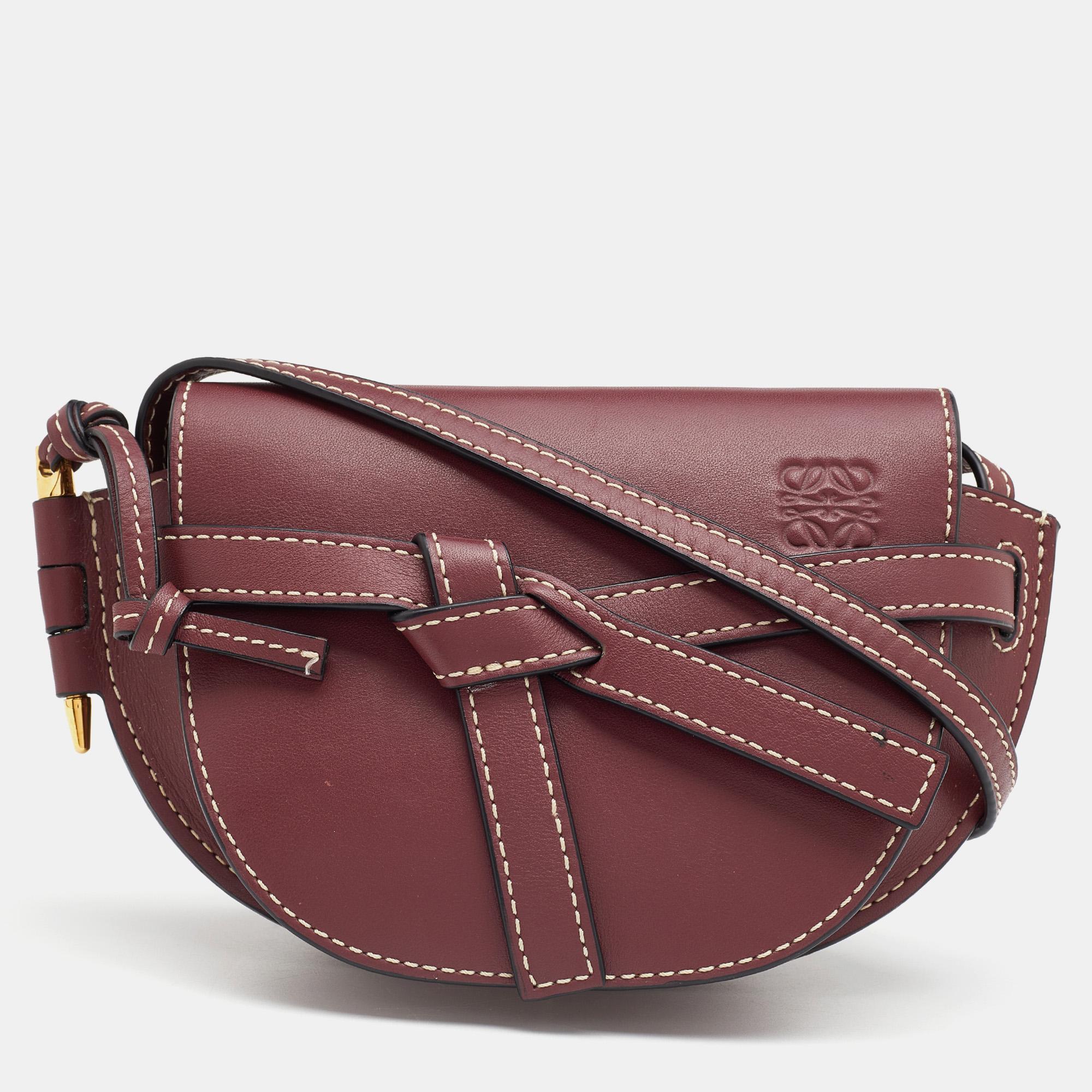 Loewe Burgundy Leather Small Gate Shoulder Bag