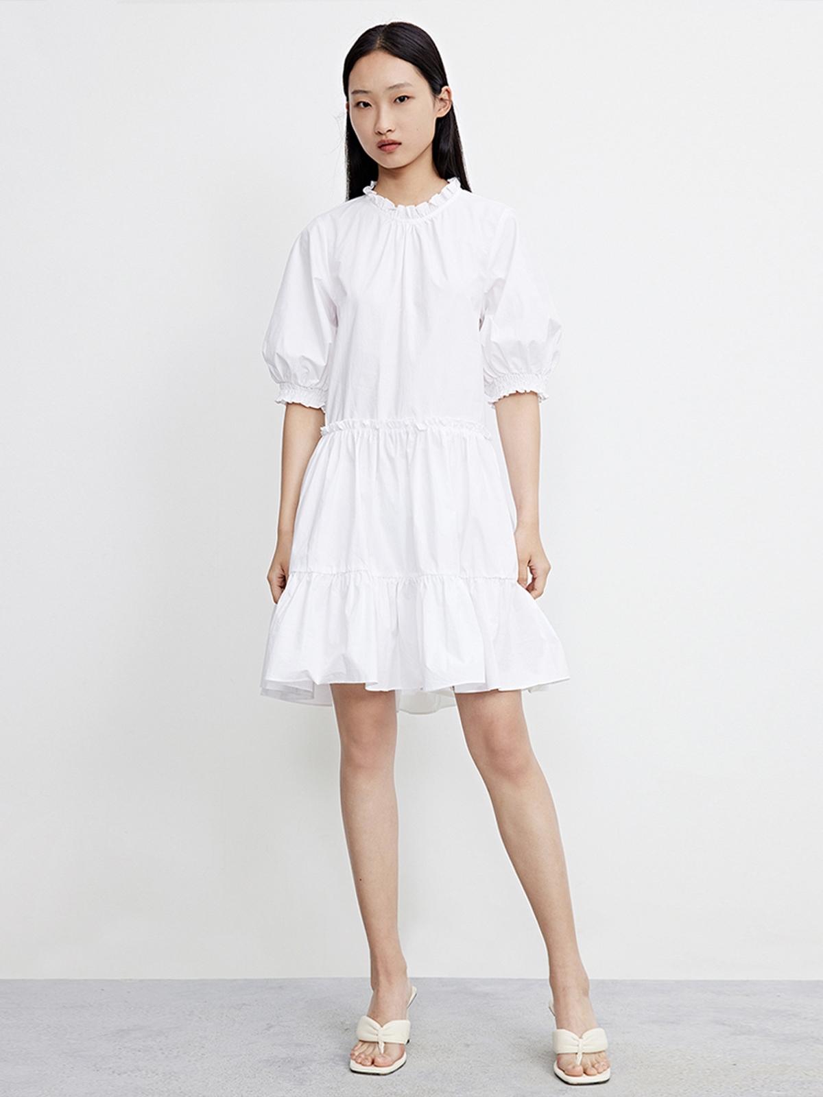 Tiered Mini Dress - White