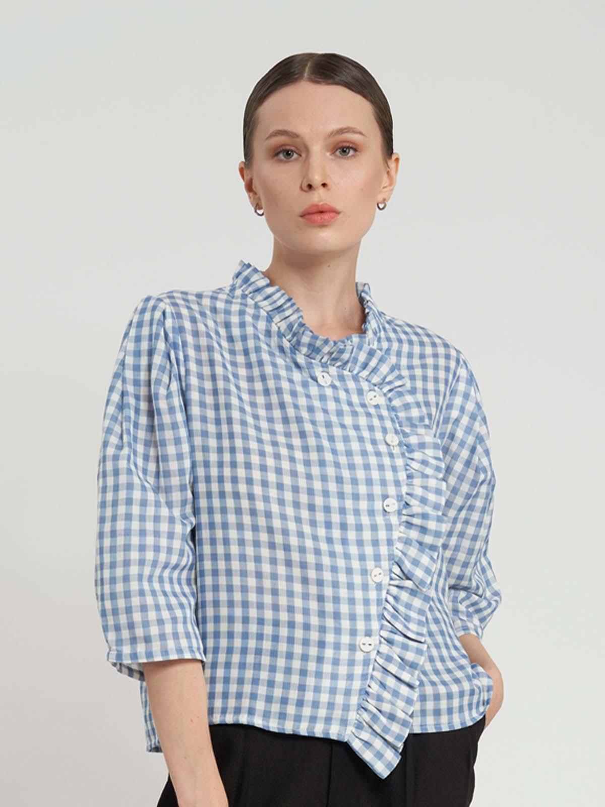 Jeanne Cropped Shirt - Blue