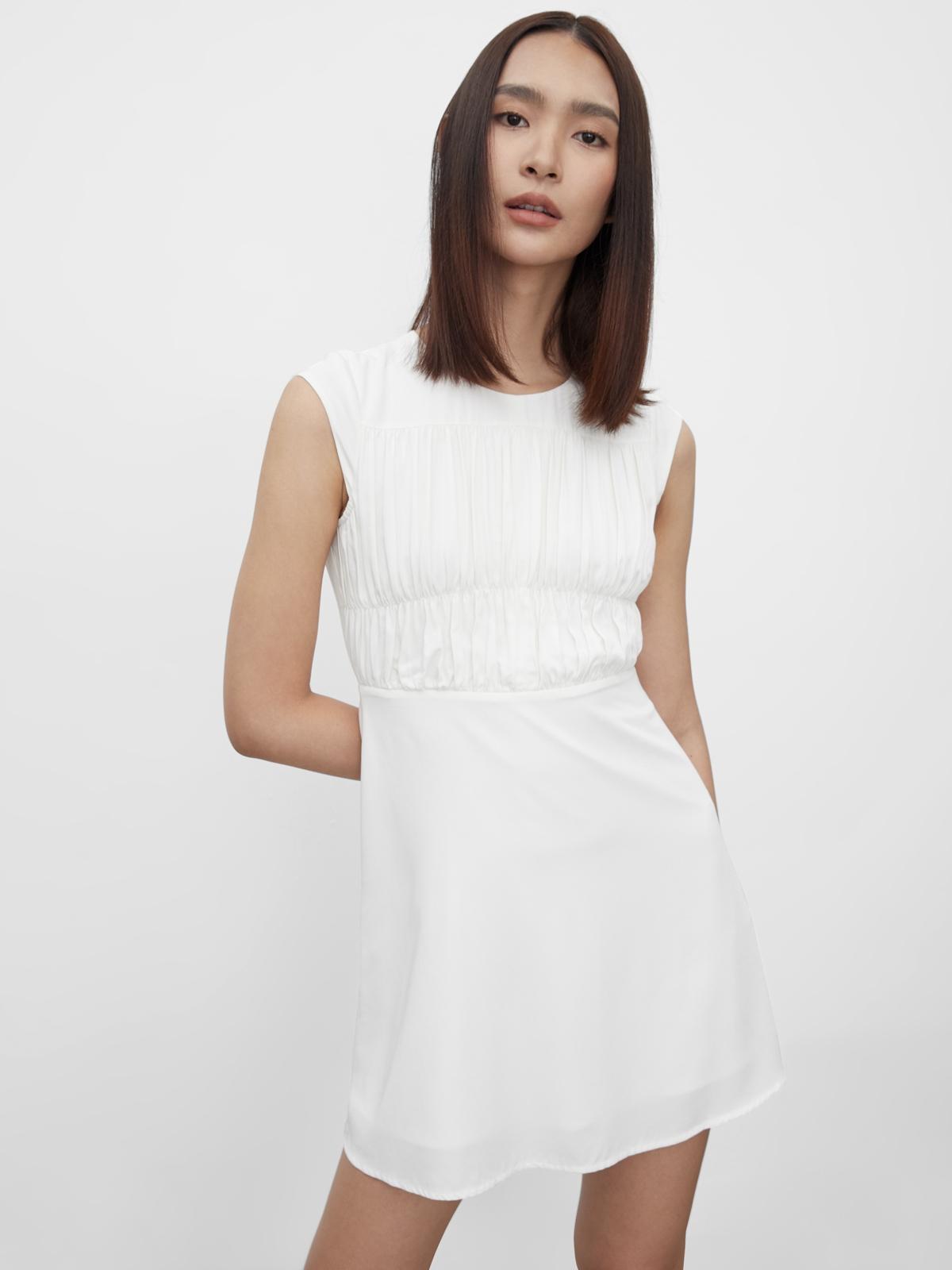 Sustainable Ruched Effect Dress - White