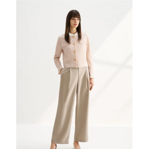 Lyocell Crinkle Round Neck Jacket