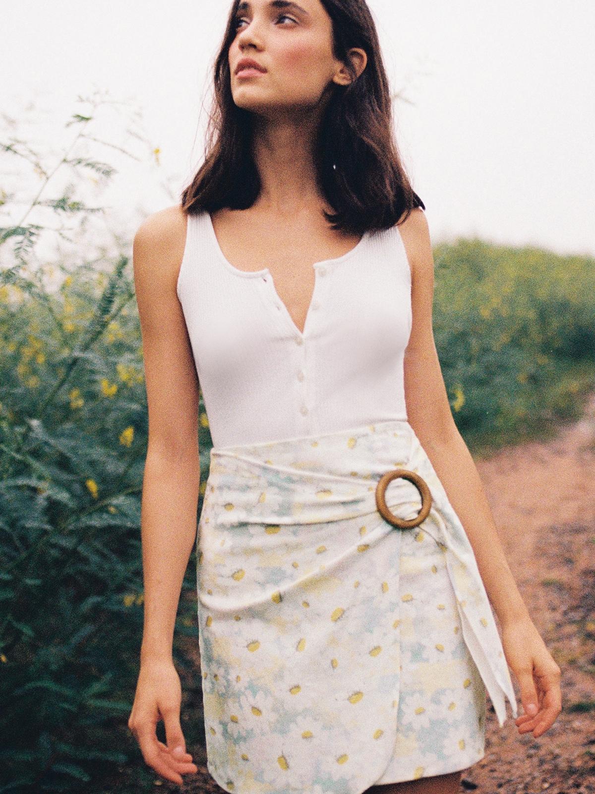 Purpose Floral Wrap Skirt - Blue