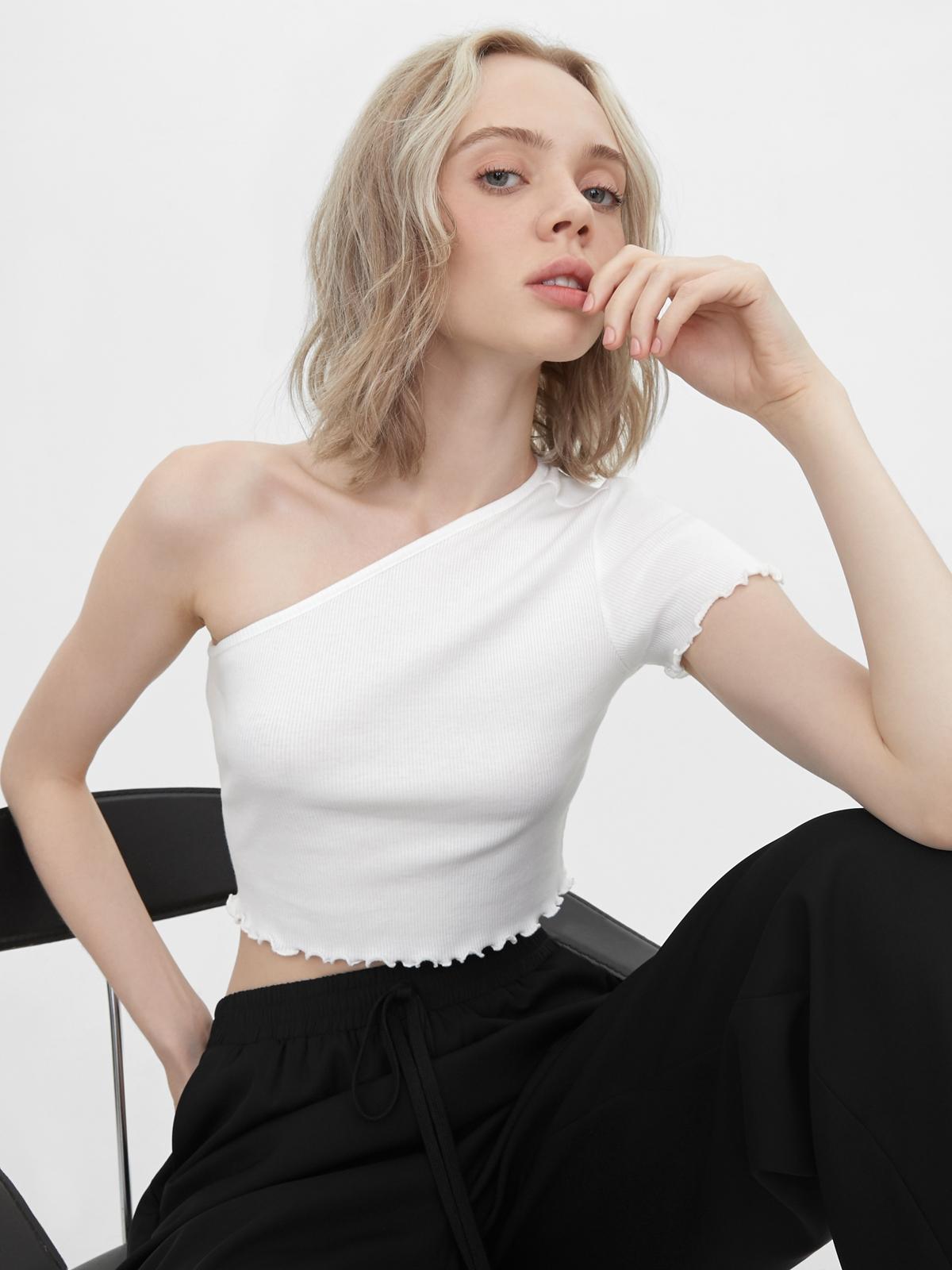 Sustainable One Shoulder Tee - White