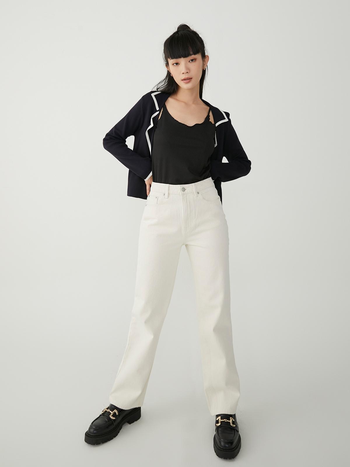 Sustainable Heart-shaped Pockets Jeans - Cream