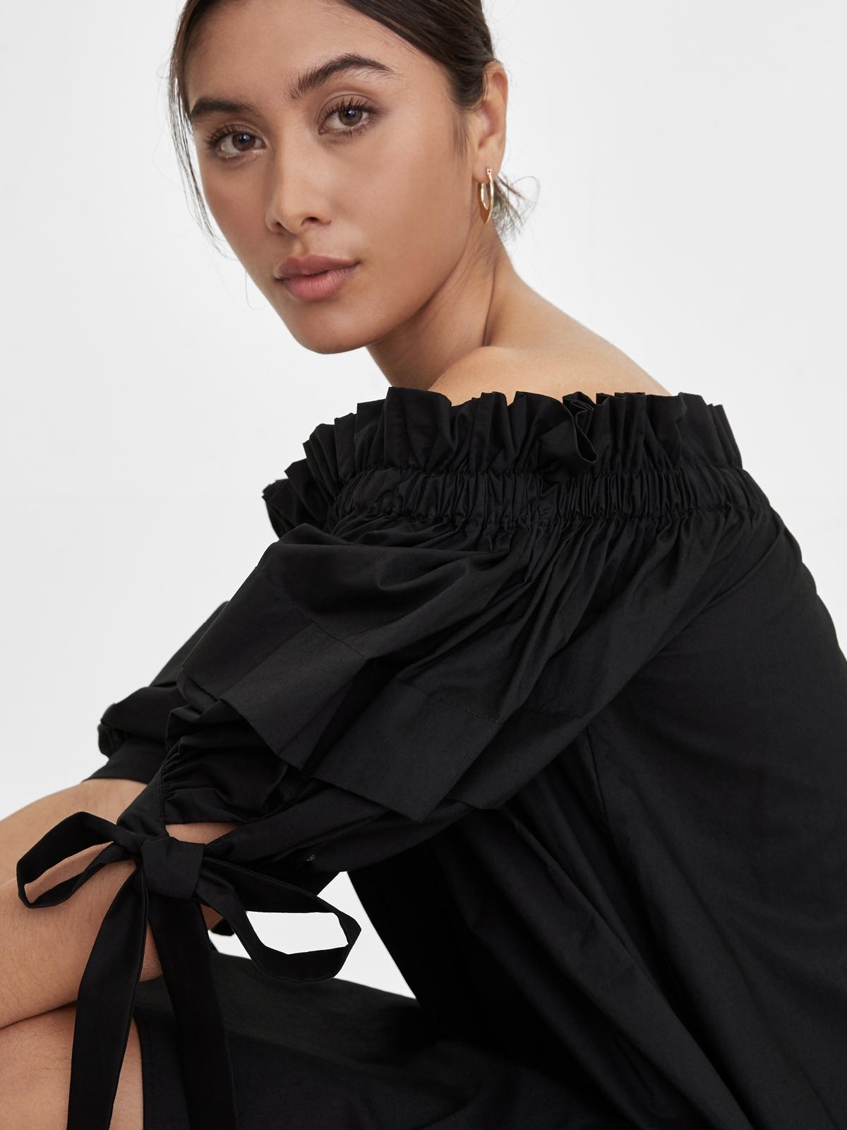 Off Shoulder Loose Dress - Black