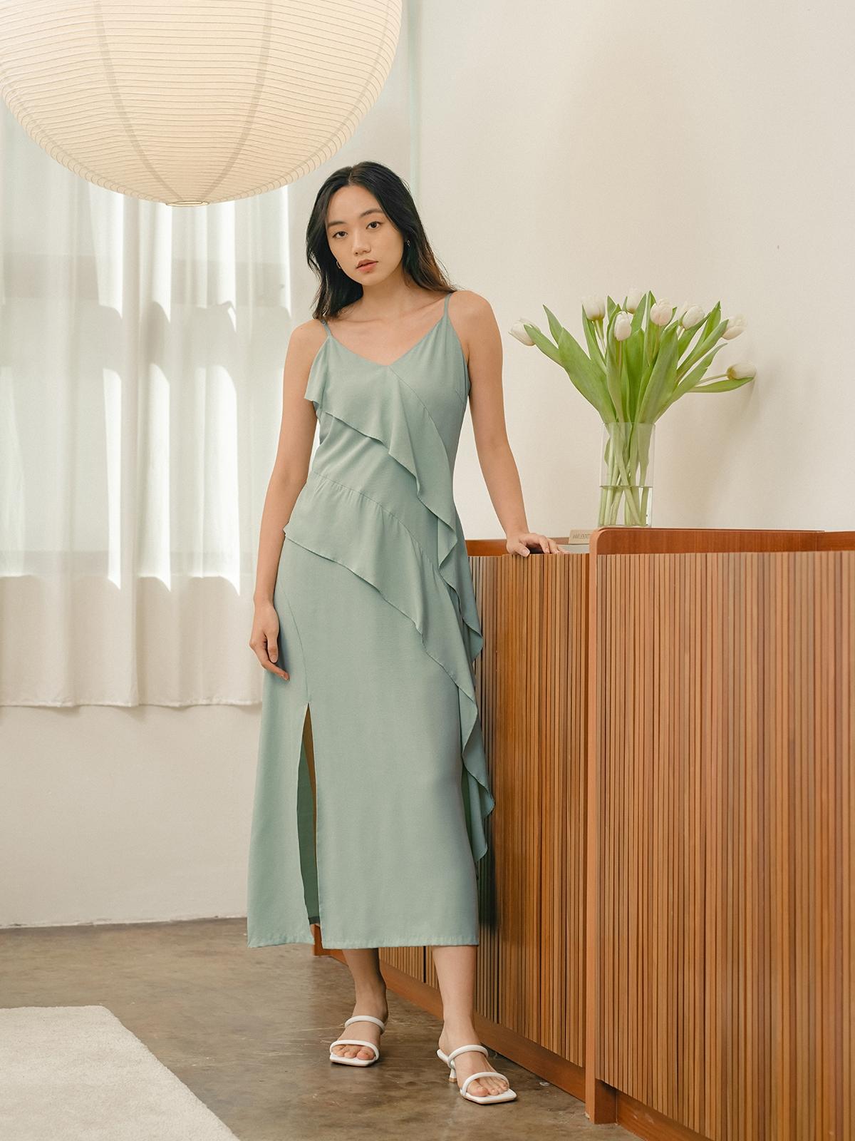 Lita Ruffle Maxi Dress - Green
