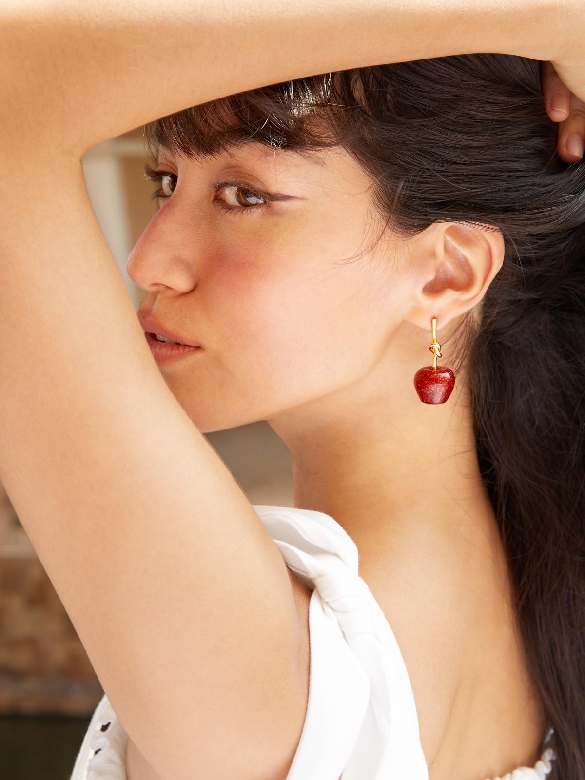 Cherry Drop Earrings - Red