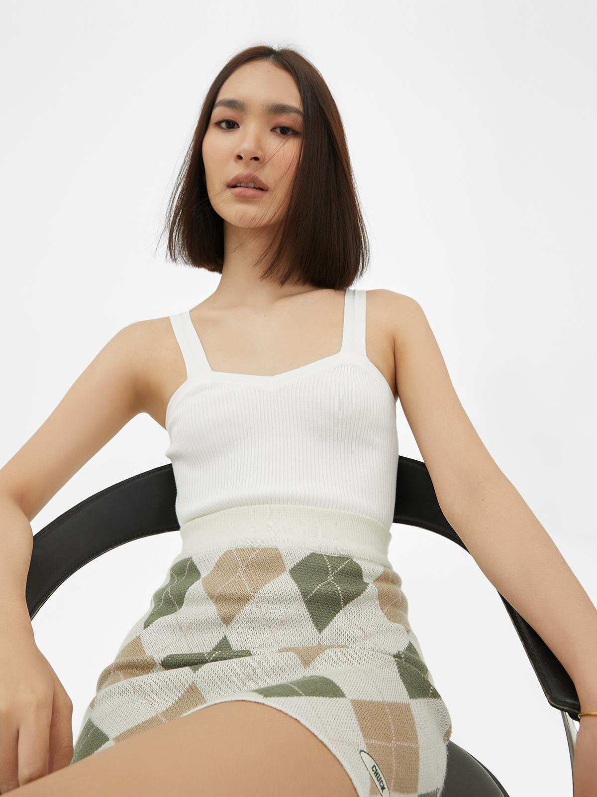 Square Neck Sleeveless Top - White