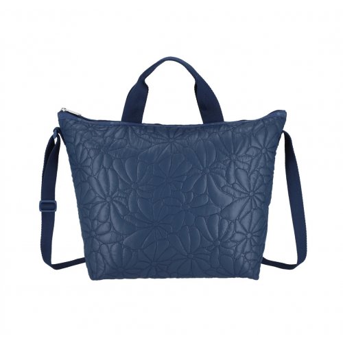 Deluxe Easy Carry Tote Navy Quilted Blooms