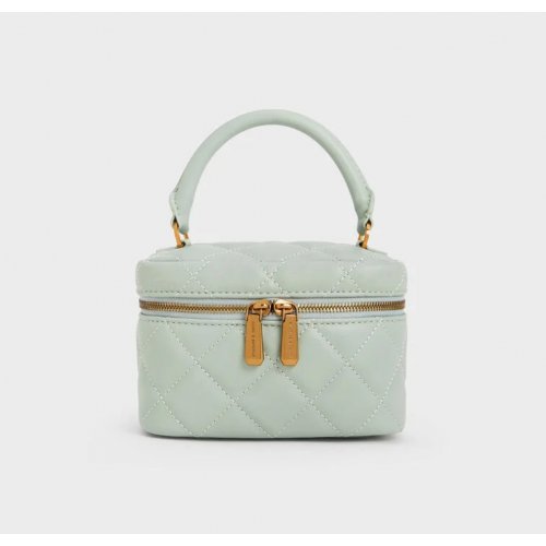  Quilted Round Pouch - Mint Green 