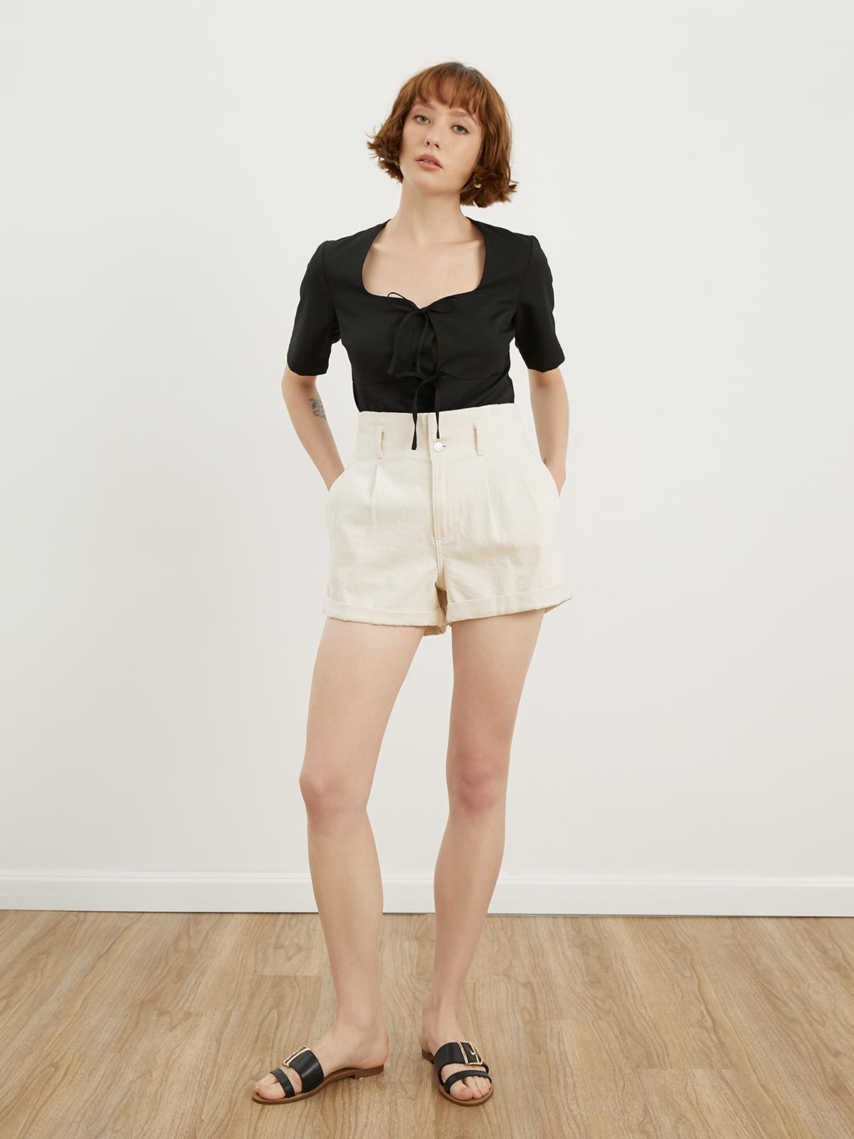 Front Tie Blouse - Black