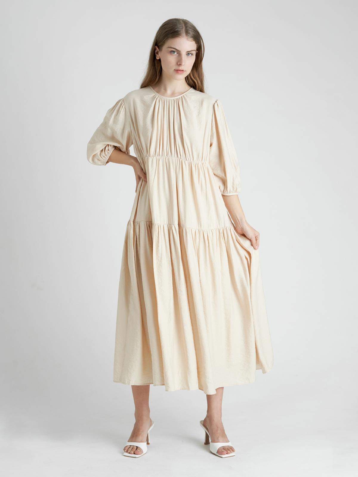Noemie Dress - Cream/Brown