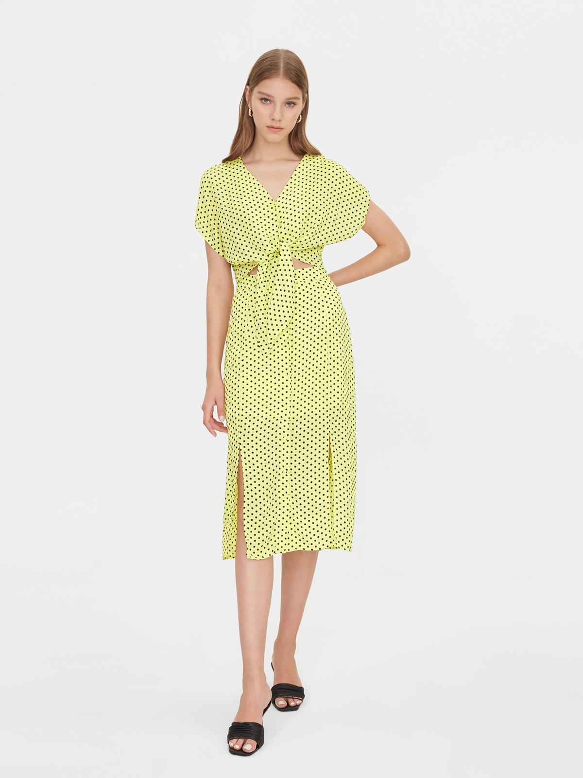 Button Up Polka Dot Skirt - Yellow