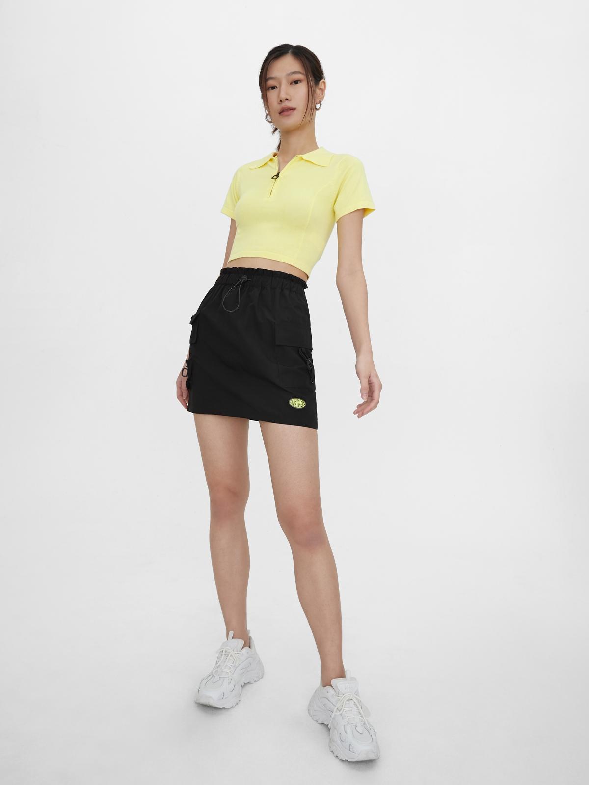 Front Zip Crop Top - Yellow
