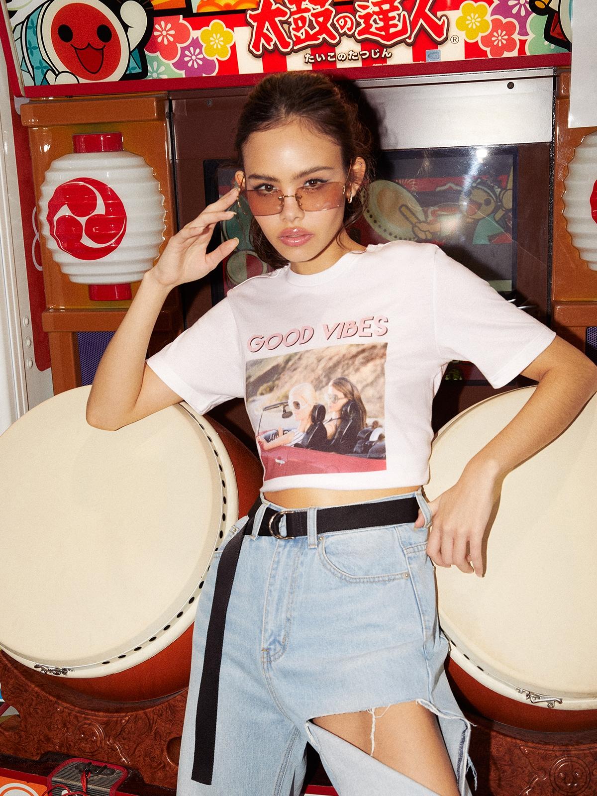 Barbie™ X Pomelo Sustainable Good Vibes Organic Cotton Tee - White