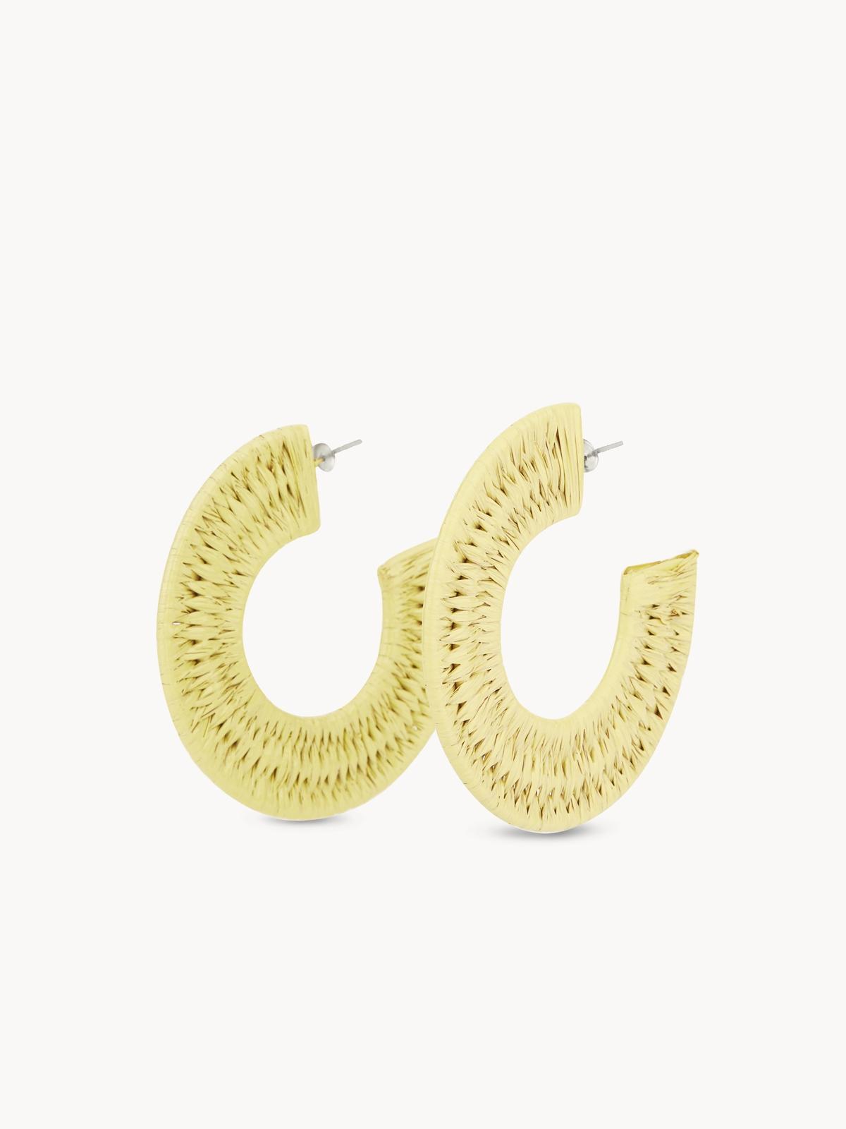 Weave Circular Open Hoop Earrings - Yellow