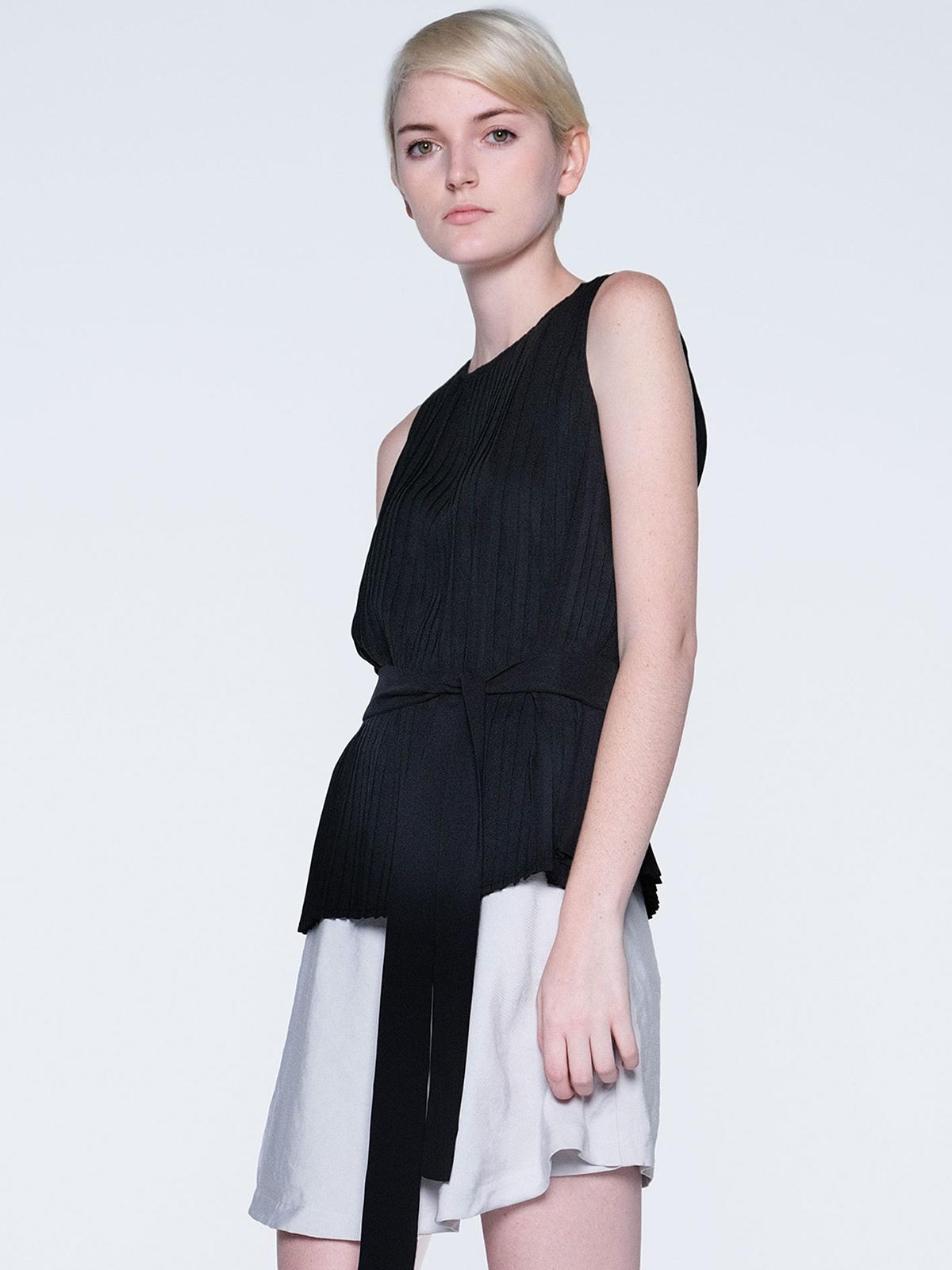 Delaina Pleated Top - Black